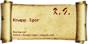 Knapp Igor névjegykártya